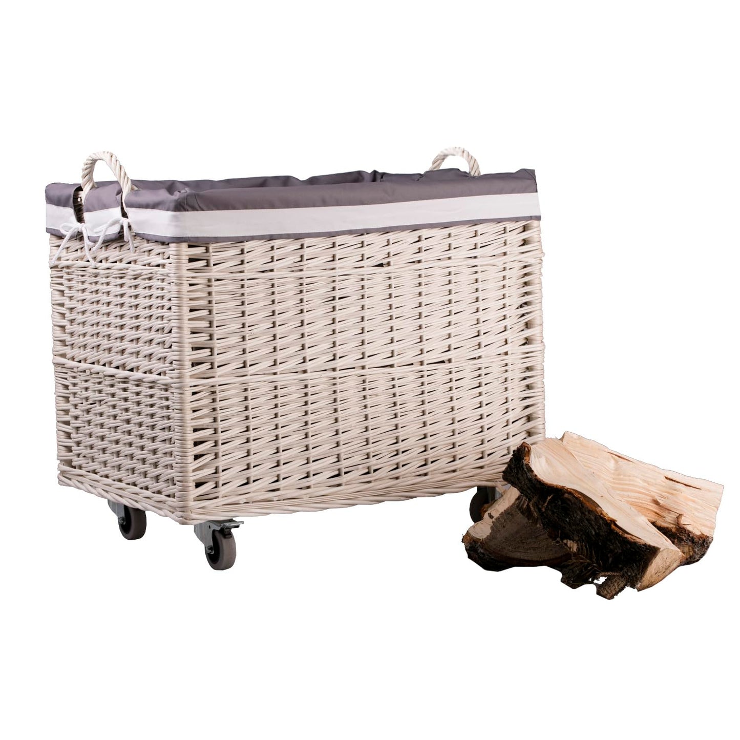 Panier à Linge en Osier sur Roulettes Opéra