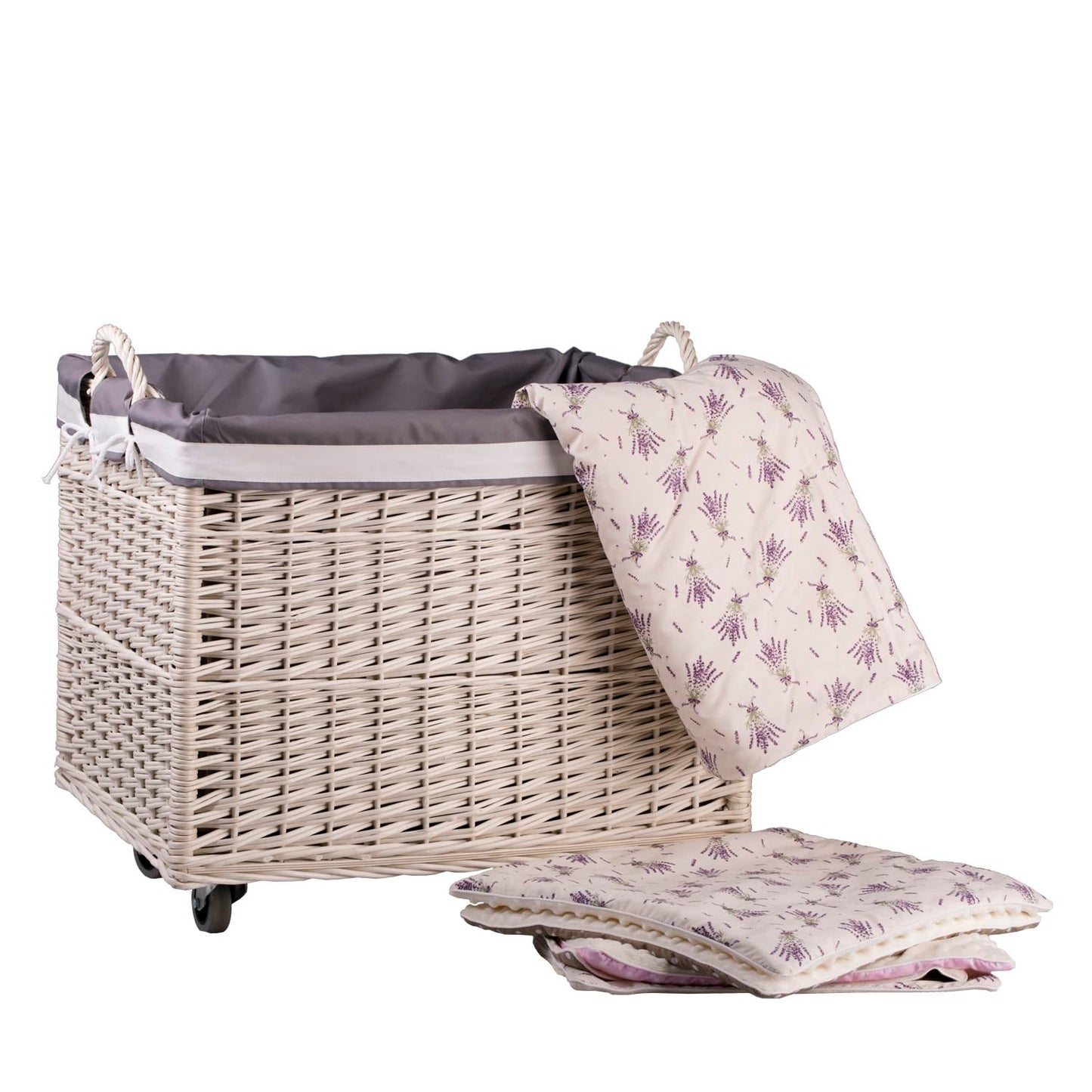 Panier à Linge en Osier sur Roulettes Opéra