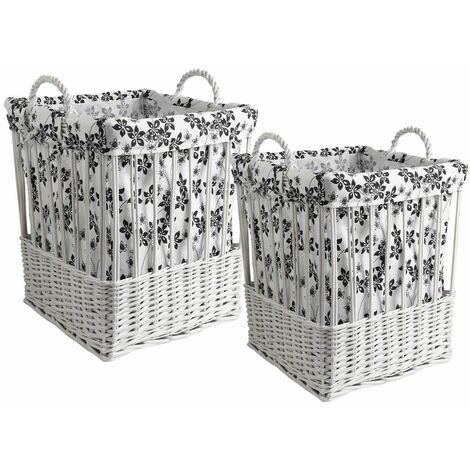 Panier à Linge en Osier  Rectangulaire Vichy ( lot de 2 )