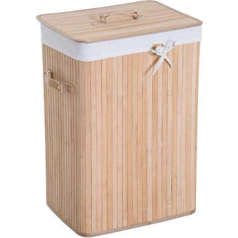 Bac à Linge Bambou Pliable avec Sac Amovible
