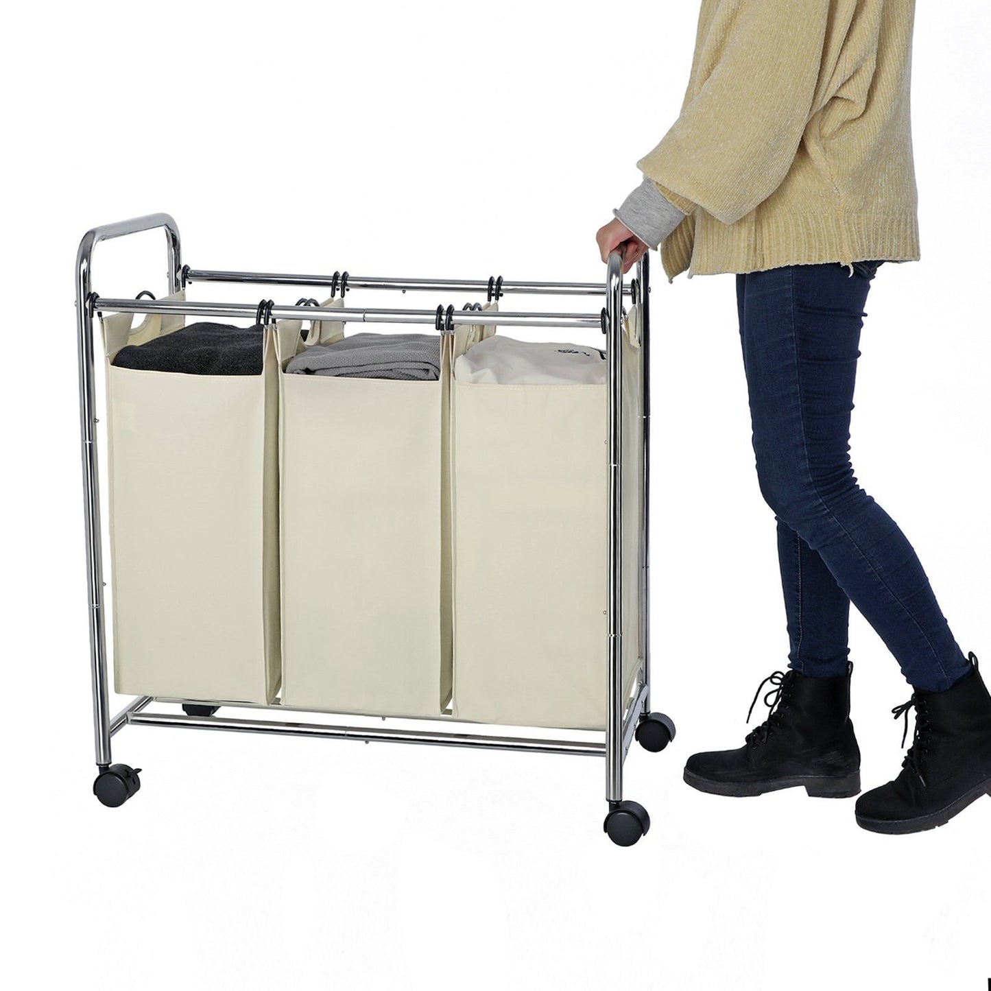 Chariot à Linge avec 3 Sacs Amovibles