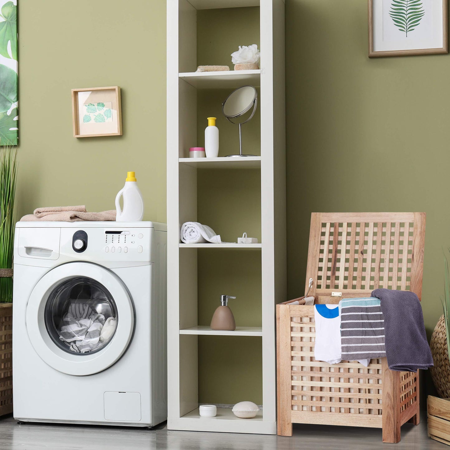 Coffre à Linge en Bois de Noyer avec Couvercle