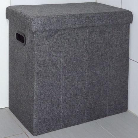 Coffre de Rangement Pliable Pouf Gris