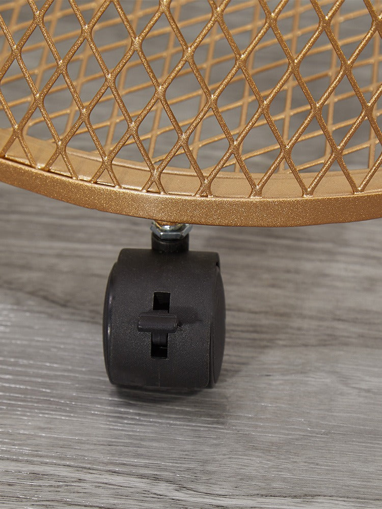 Corbeille en Métal sur Roulettes Doré