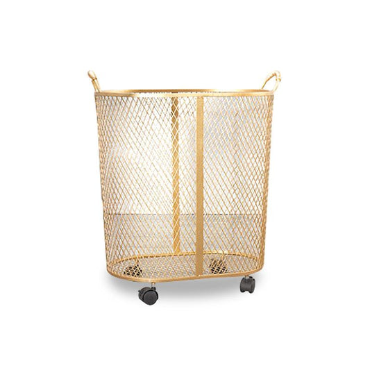 Corbeille Design en Métal sur Roulettes Doré