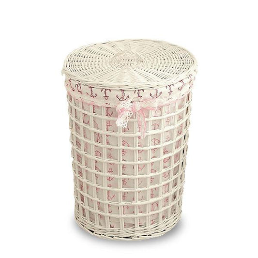 Corbeille Linge Rotin Blanc