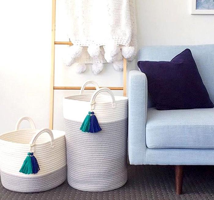 Corbeille de Linge Bébé tressé en coton