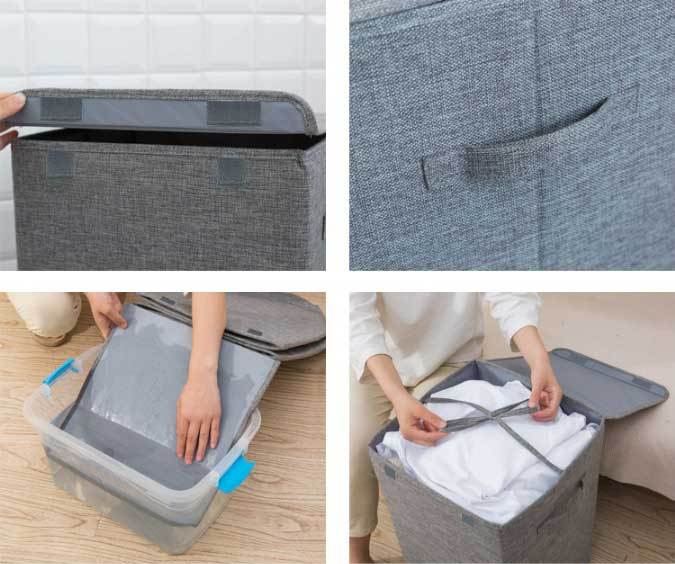 panier de linge gris pliable