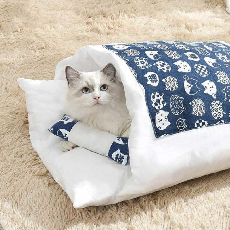 MatouBag: Le Sac de Couchage pour Chat - bleu marine / Petit