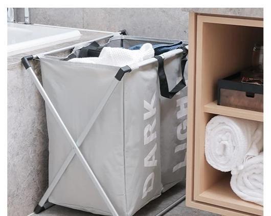 Panier pour Linge 2 Compartiments Beige