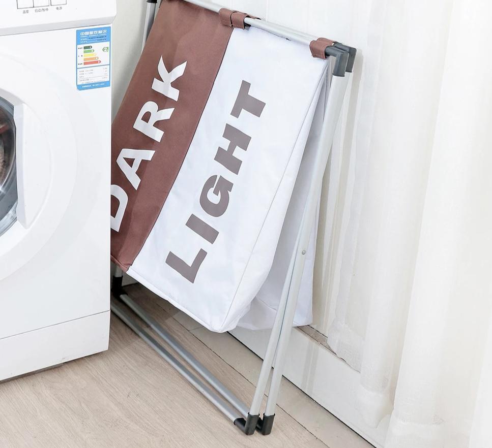 Panier pliable à Linge 2 Compartiments Cappuccino