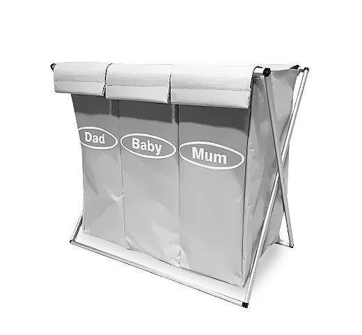 Panier à Linge 3 Compartiments avec Couvercle