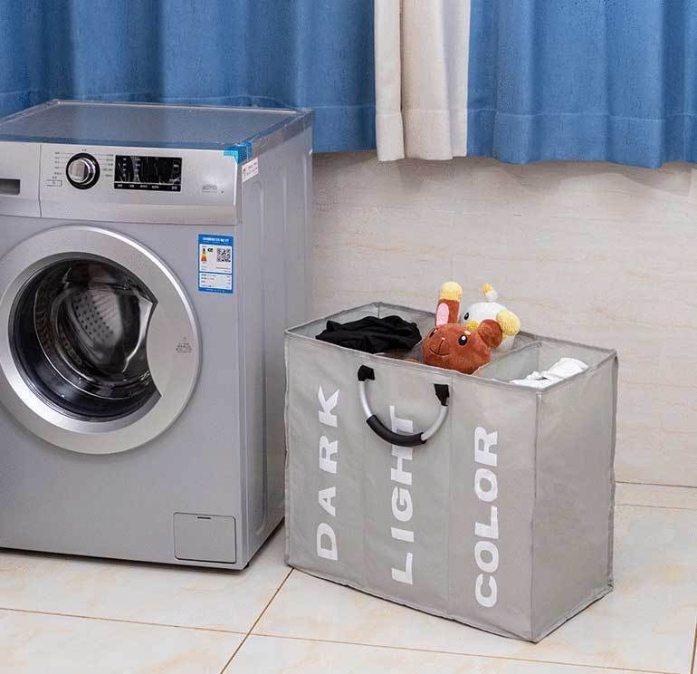 panier à linge pliable gris