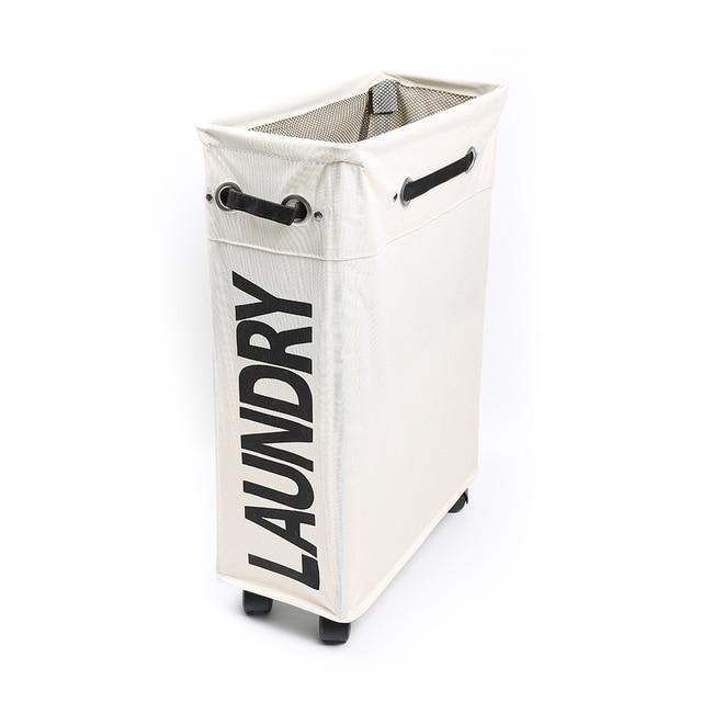 Panier à Linge rectangle Roulette Beige Multi Capacité