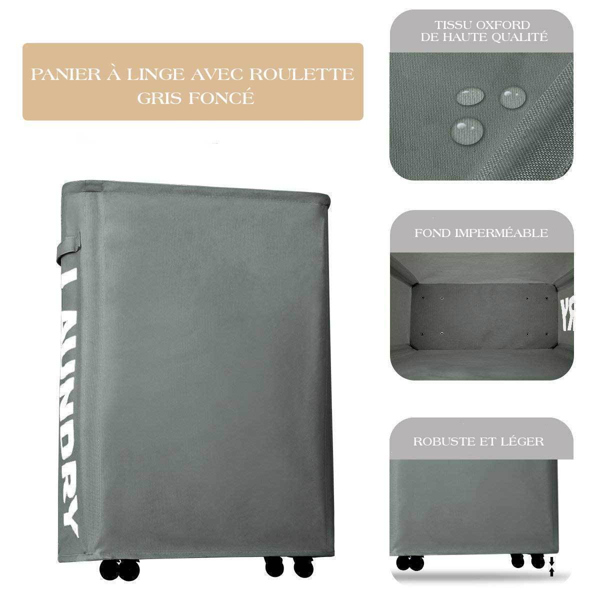 corbeille à linge roulette gris