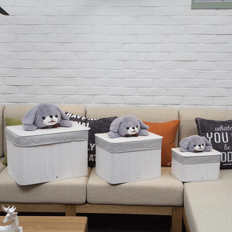 Bacs à linge bambou naturel blanc