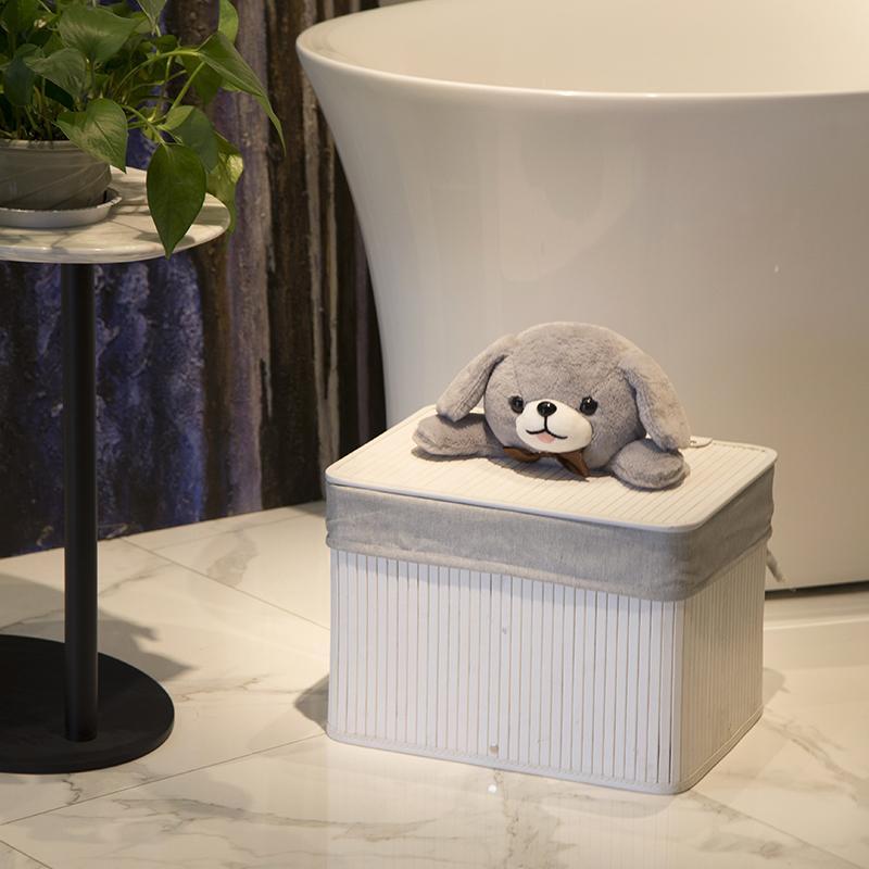 panière bambou salle de bain blanc