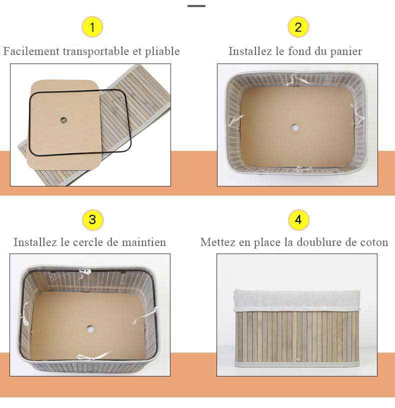 guide montage panier à linge lamelle de bambou