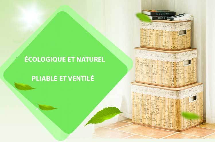 3 paniers naturels en fibre de bambou