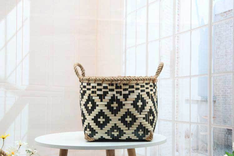 panier salle d'eau bambou noir