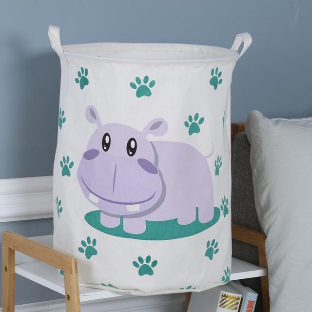 Panier linge bébé hippopotame mauve