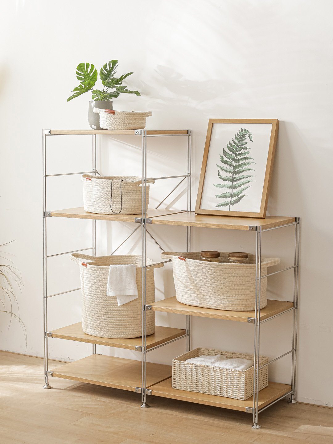 panier à linge en coton tressé design blanc