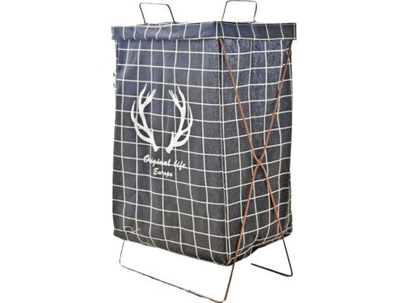 Panier de Linge Scandinave noir rayé
