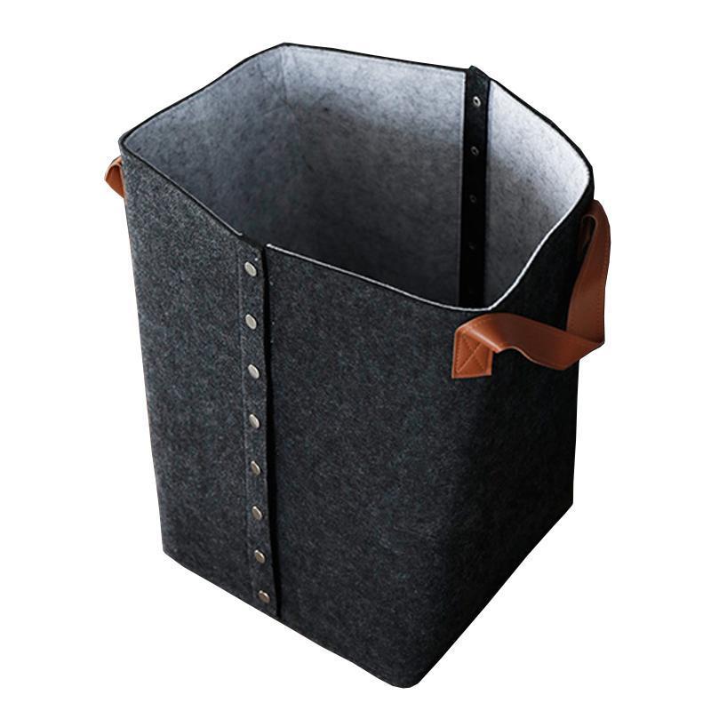 panier linge contemporain feutre noir