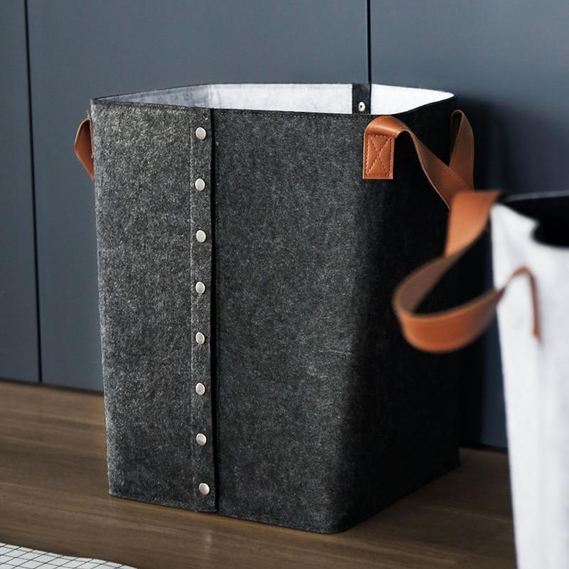 panier linge design noir en feutre