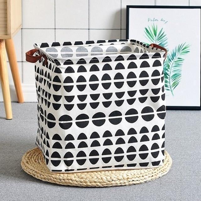 panier à linge design blanc et noir