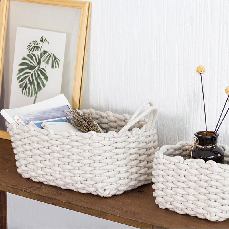 paniers linge en corde lin tressé