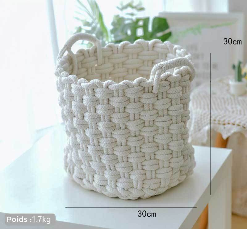 corbeille design coton tricoté blanc