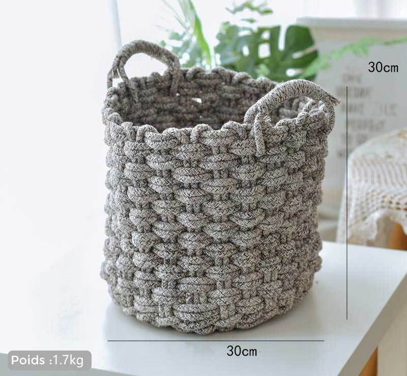 corbeille coton tricoté gris