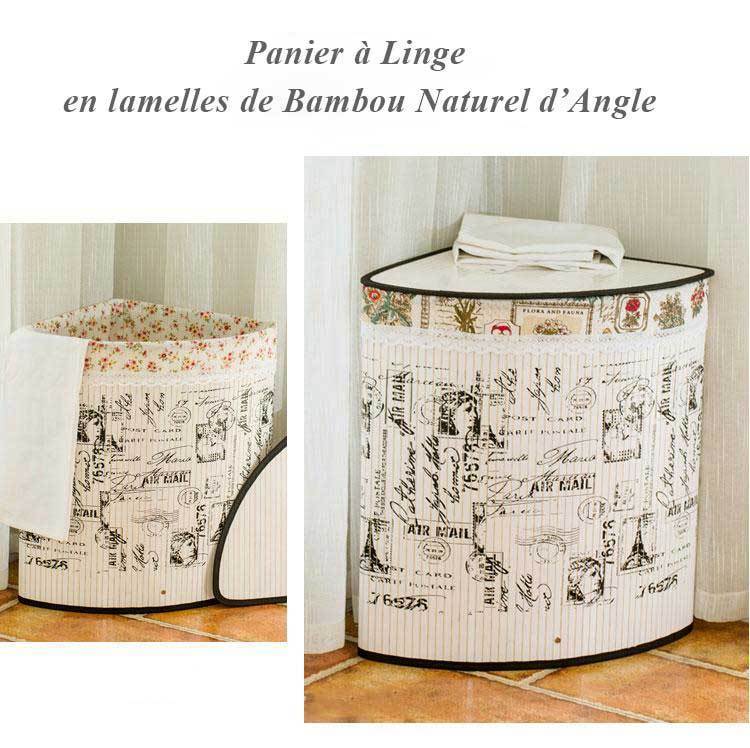 panier à linge sale en bambou blanc