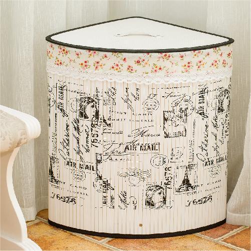 corbeille angle linge bambou blanc