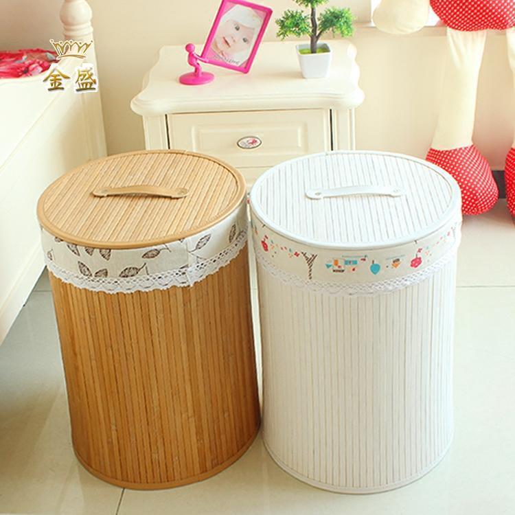 panier à linge pour salle de bain en bambou