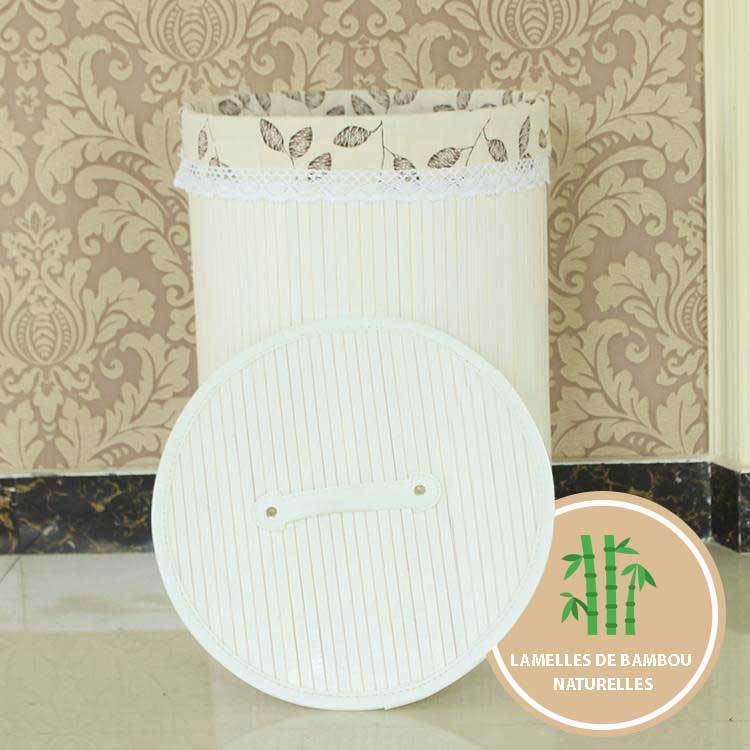 panier lamelles bambou blanc