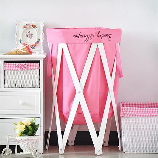 panier à linge sale en bois rose
