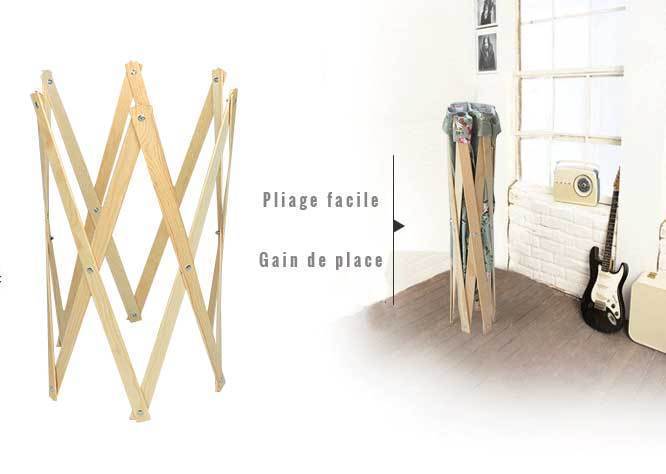 panier pliable en cadre de bois