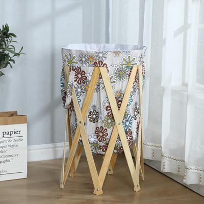 Panier de Linge Bois Pliable à Fleurs