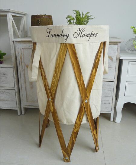 Panier de Linge Bois Naturel Beige