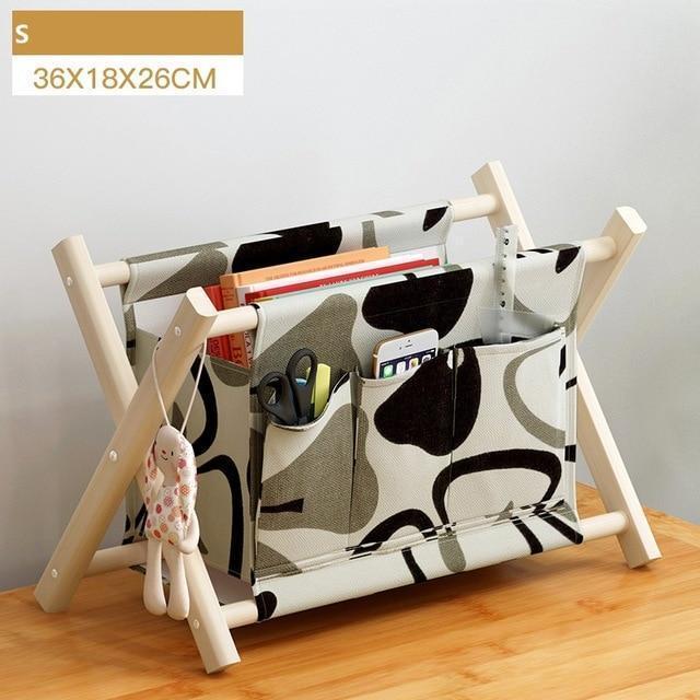 petit panier de linge avec armature en bois et tissu