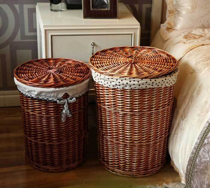 corbeille Linge Osier Couvercle