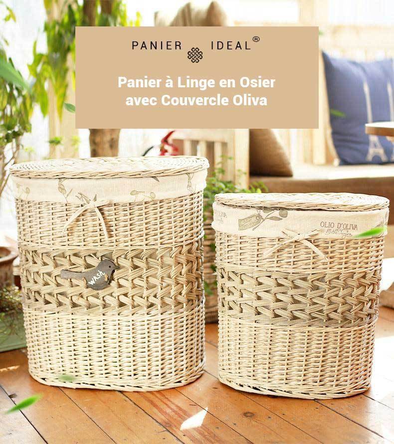 corbeilles à Linge en Osier avec Couvercle