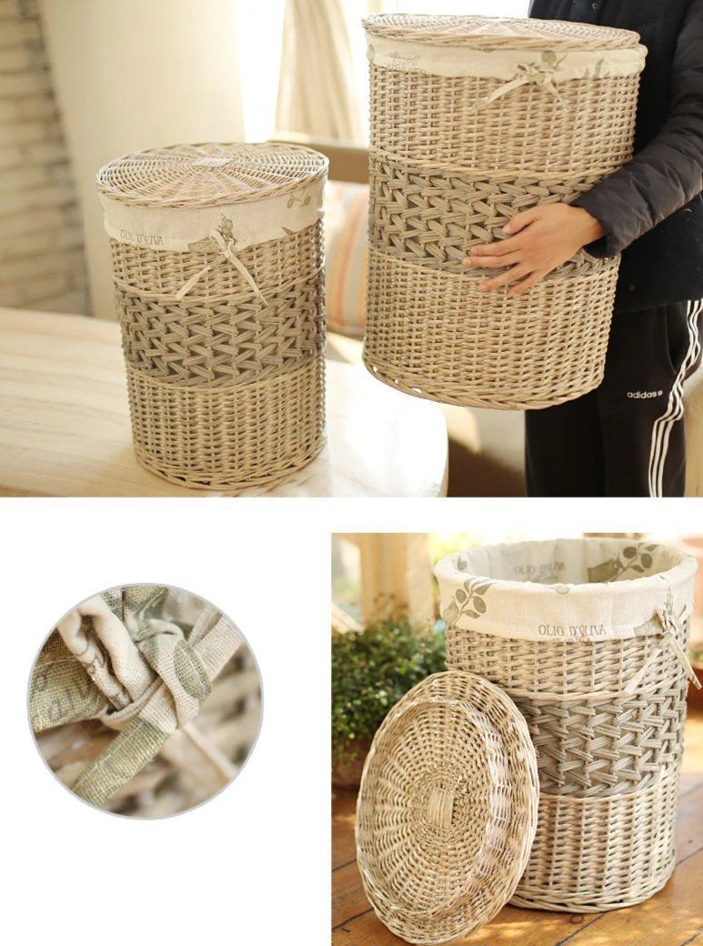panier rond en osier blanc design