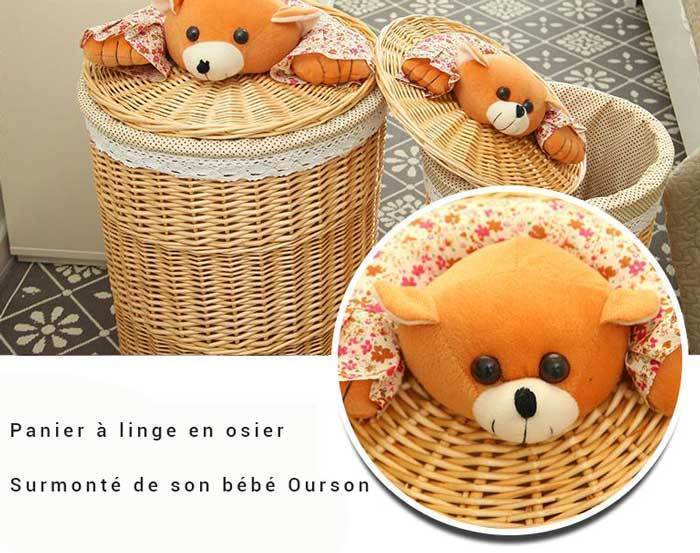 peluche pour couvercle de Panier Linge Osier Bébé