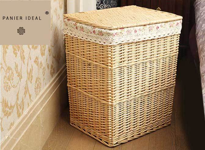 corbeille à Linge en Osier Beige