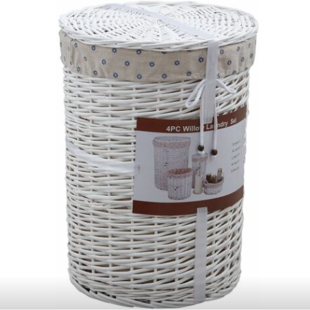 Panier à Linge en Osier Blanc avec Couvercle (lot de 5)