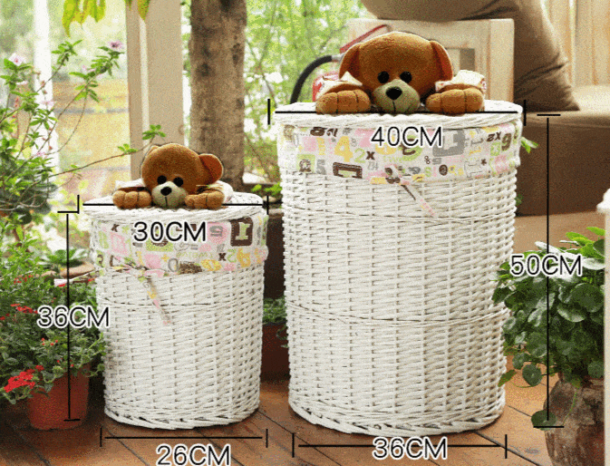 corbeille Linge Osier Blanc