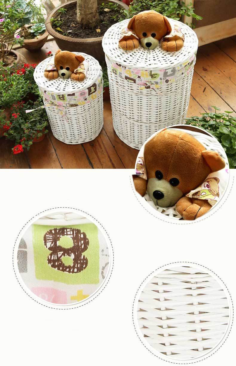 panier à linge tressé avec ourson